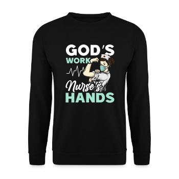Christian Nurse RN Registered Nurse Christianity - Unisex Sweatshirt - black - Front - Alina (178cm) & Michal (187cm)