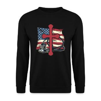 Christian Nurse RN USA Flag Nursing Christianity - Unisex Sweatshirt - black - Front - Alina (178cm) & Michal (187cm)