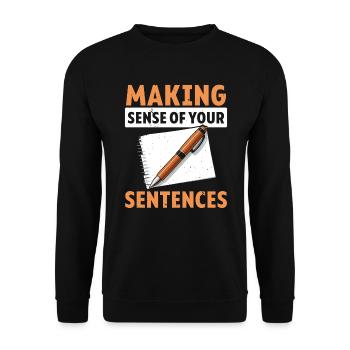 Relecture Travail d’orthographe Grammaire Relecteur - Sweat-shirt Unisexe - noir - Devant - Alina (178cm) & Michal (187cm)