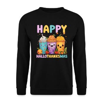 Hallothanksmas Halloween Thanksgiving Christmas - Unisex Sweatshirt - black - Front - Alina (178cm) & Michal (187cm)