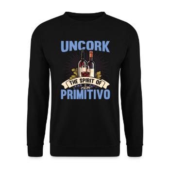 Primitivo Weinliebhaber Weinrebe Glas Alkohol Trinken - Unisex Pullover - Schwarz - Vorne - Alina (178cm) & Michal (187cm)