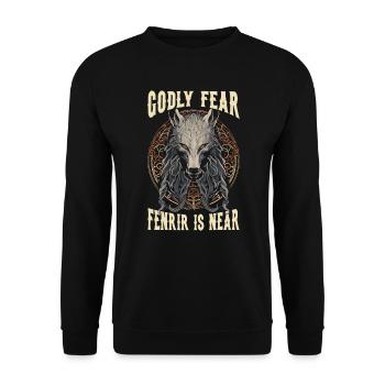 Fenrir Wolf Wikinger Nordische Nordmänner Odins Wolf - Unisex Pullover - Schwarz - Vorne - Alina (178cm) & Michal (187cm)