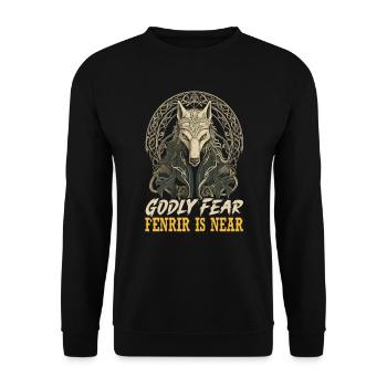 Fenrir Wolf Wikinger Nordische Nordmänner Odins Wolf - Unisex Pullover - Schwarz - Vorne - Alina (178cm) & Michal (187cm)