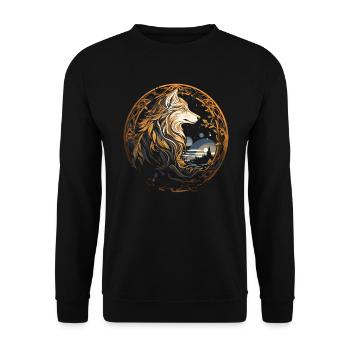 Fenrir Wolf Viking Norse Norsemen Odins Wolf - Unisex Sweatshirt - black - Front - Alina (178cm) & Michal (187cm)