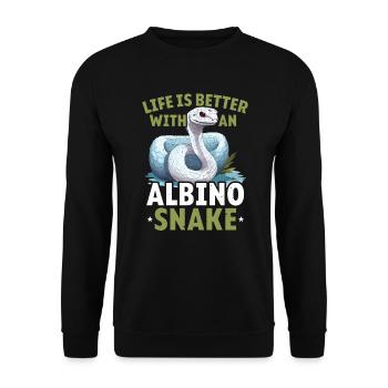 Boule Albino Phyton Serpent venimeux Serpent albinos - Sweat-shirt Unisexe - noir - Devant - Alina (178cm) & Michal (187cm)