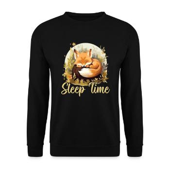 Schlafende Fuchs Schlafmütze Nickerchen Schlaf Fuchs Liebhaber - Unisex Pullover - Schwarz - Vorne - Alina (178cm) & Michal (187cm)