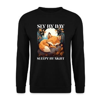 Sleeping Fox Sleepyhead Napping Sleep Fox Lover - Unisex Sweatshirt - black - Front - Alina (178cm) & Michal (187cm)