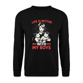 Junge Mama Beste Mama aller Zeiten Mutterschaft Muttertag - Unisex Pullover - Schwarz - Vorne - Alina (178cm) & Michal (187cm)