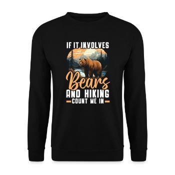 Bear Hiking Mountain Climbing Hiker Bear Lover - Unisex Sweatshirt - black - Front - Alina (178cm) & Michal (187cm)