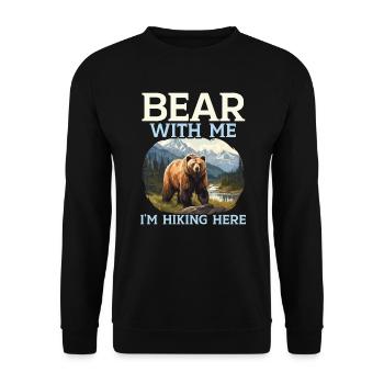 Bear Hiking Mountain Climbing Hiker Bear Lover - Unisex Sweatshirt - black - Front - Alina (178cm) & Michal (187cm)