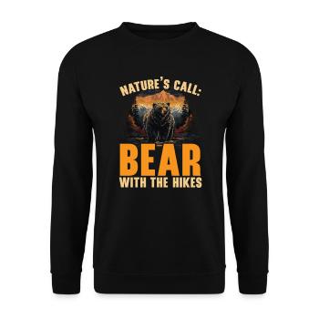 Bear Hiking Mountain Climbing Hiker Bear Lover - Unisex Sweatshirt - black - Front - Alina (178cm) & Michal (187cm)