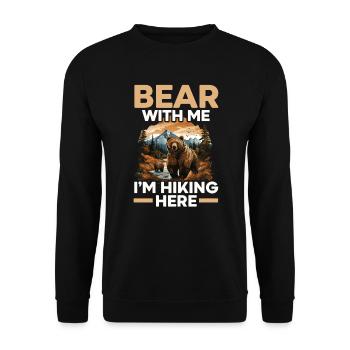 Bear Hiking Mountain Climbing Hiker Bear Lover - Unisex Sweatshirt - black - Front - Alina (178cm) & Michal (187cm)