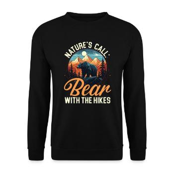 Bear Hiking Mountain Climbing Hiker Bear Lover - Unisex Sweatshirt - black - Front - Alina (178cm) & Michal (187cm)