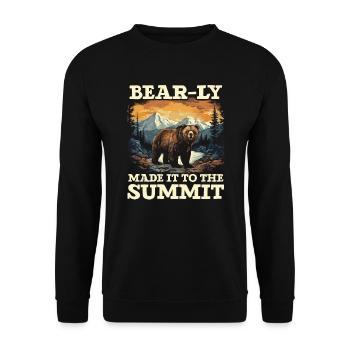 Bär Wandern Bergsteigen Wanderer Bärenliebhaber - Unisex Pullover - Schwarz - Vorne - Alina (178cm) & Michal (187cm)