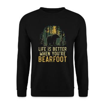 Bear Hiking Mountain Climbing Hiker Bear Lover - Unisex Sweatshirt - black - Front - Alina (178cm) & Michal (187cm)