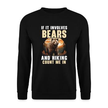Bear Hiking Mountain Climbing Hiker Bear Lover - Unisex Sweatshirt - black - Front - Alina (178cm) & Michal (187cm)