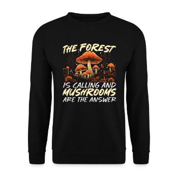 Mushroom Foraging Mycology Fungi Morel Hunting - Unisex Sweatshirt - black - Front - Alina (178cm) & Michal (187cm)