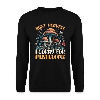 Mushroom Foraging Mycology Fungi Morel Hunting - Unisex Sweatshirt - black - Front - Alina (178cm) & Michal (187cm)