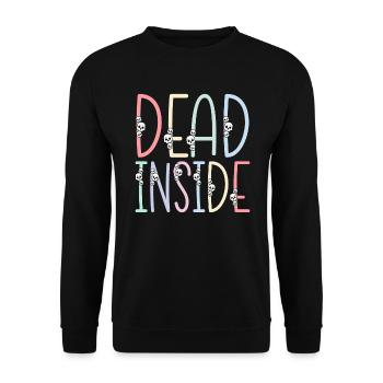 Dead Inside Sarcastic Gothic Skeleton Halloween - Unisex Sweatshirt - black - Front - Alina (178cm) & Michal (187cm)