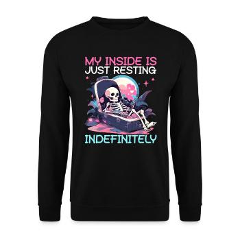 Dead Inside Sarcastic Gothic Skeleton Halloween - Unisex Sweatshirt - black - Front - Alina (178cm) & Michal (187cm)