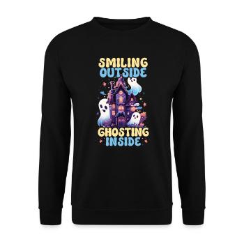Dead Inside Sarcastic Gothic Skeleton Halloween - Unisex Sweatshirt - black - Front - Alina (178cm) & Michal (187cm)