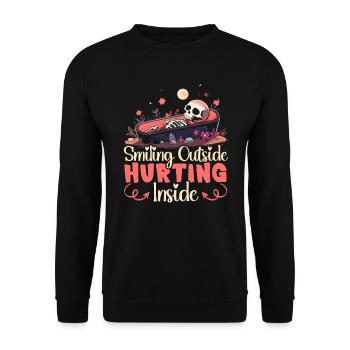 Dead Inside Sarcastic Gothic Skeleton Halloween - Unisex Sweatshirt - black - Front - Alina (178cm) & Michal (187cm)