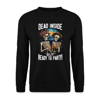 Dead Inside Sarcastic Gothic Skeleton Halloween - Unisex Sweatshirt - black - Front - Alina (178cm) & Michal (187cm)