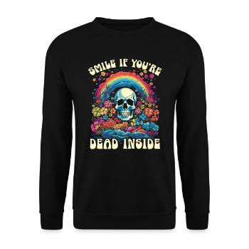 Dead Inside Sarcastic Gothic Skeleton Halloween - Unisex Sweatshirt - black - Front - Alina (178cm) & Michal (187cm)