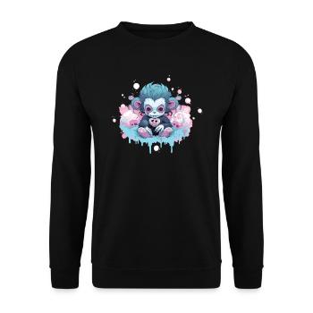Pastel Goth Lover Soft Grunge Monkey Esthétique - Sweat-shirt Unisexe - noir - Devant - Alina (178cm) & Michal (187cm)