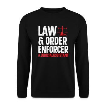 Juristischer Assistent Job Recht Richter im Gerichtssaal - Unisex Pullover - Schwarz - Vorne - Alina (178cm) & Michal (187cm)