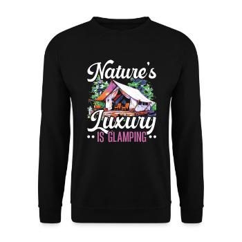 Glamping Camper Nature Camp Tent Happy Glamper - Unisex Sweatshirt - black - Front - Alina (178cm) & Michal (187cm)
