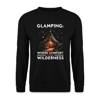 Glamping Camper Nature Camp Tent Happy Glamper - Unisex Sweatshirt - black - Front - Alina (178cm) & Michal (187cm)