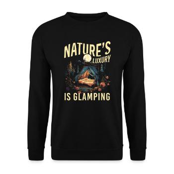 Glamping Camper Nature Camp Tent Happy Glamper - Unisex Sweatshirt - black - Front - Alina (178cm) & Michal (187cm)