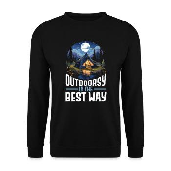 Glamping Camper Nature Camp Tent Happy Glamper - Unisex Sweatshirt - black - Front - Alina (178cm) & Michal (187cm)
