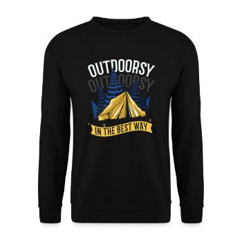 Glamping Camper Nature Camp Tent Happy Glamper - Unisex Sweatshirt - black - Front - Alina (178cm) & Michal (187cm)