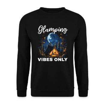 Glamping Camper Nature Camp Tente Happy Glamper - Sweat-shirt Unisexe - noir - Devant - Alina (178cm) & Michal (187cm)