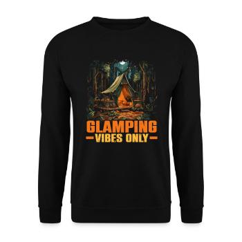 Glamping Camper Nature Camp Tente Happy Glamper - Sweat-shirt Unisexe - noir - Devant - Alina (178cm) & Michal (187cm)