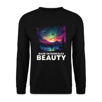 Aurore boréale ciel étoilé Nature lumière affichage - Sweat-shirt Unisexe - noir - Devant - Alina (178cm) & Michal (187cm)