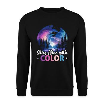 Aurora Borealis Dark Sky Nature Lichtspiel - Unisex Pullover - Schwarz - Vorne - Alina (178cm) & Michal (187cm)