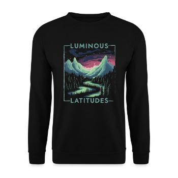 Aurora Borealis Dark Sky Nature Light Display - Unisex Sweatshirt - black - Front - Alina (178cm) & Michal (187cm)