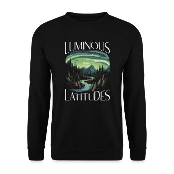 Aurora Borealis Dark Sky Nature Lichtspiel - Unisex Pullover - Schwarz - Vorne - Alina (178cm) & Michal (187cm)