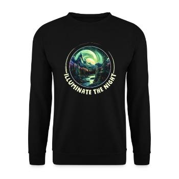 Aurora Borealis Dark Sky Nature Lichtspiel - Unisex Pullover - Schwarz - Vorne - Alina (178cm) & Michal (187cm)
