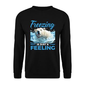 Eisbär Tauchgang Eisiges Wasser Polarer Tauchgang - Unisex Pullover - Schwarz - Vorne - Alina (178cm) & Michal (187cm)