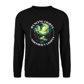 Aurora Borealis Dark Sky Nature Lichtspiel - Unisex Pullover - Schwarz - Vorne - Alina (178cm) & Michal (187cm)