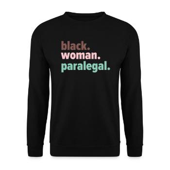 Assistante juridique Profession d’étudiante en droit Parajuriste - Sweat-shirt Unisexe - noir - Devant - Alina (178cm) & Michal (187cm)