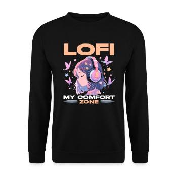 Lofi Music Lover Low Fidelity Japanese Aesthetic - Unisex Sweatshirt - black - Front - Alina (178cm) & Michal (187cm)