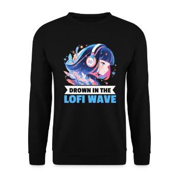 Lofi Music Lover Low Fidelity Japanese Aesthetic - Unisex Sweatshirt - black - Front - Alina (178cm) & Michal (187cm)