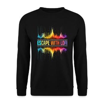 Lofi Music Lover Low Fidelity Japanese Aesthetic - Unisex Sweatshirt - black - Front - Alina (178cm) & Michal (187cm)