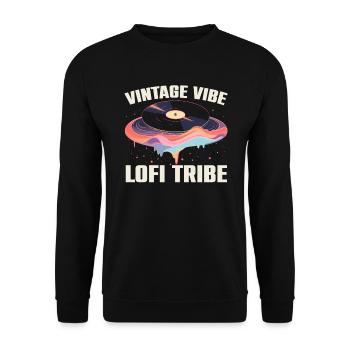 Lofi Music Lover Low Fidelity Japanese Aesthetic - Unisex Sweatshirt - black - Front - Alina (178cm) & Michal (187cm)
