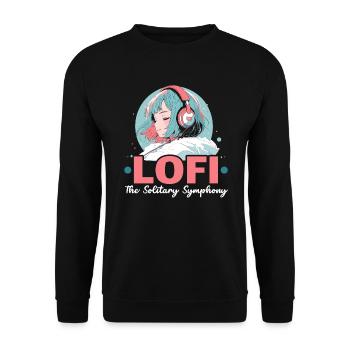 Lofi Music Lover Low Fidelity Japanese Aesthetic - Unisex Sweatshirt - black - Front - Alina (178cm) & Michal (187cm)